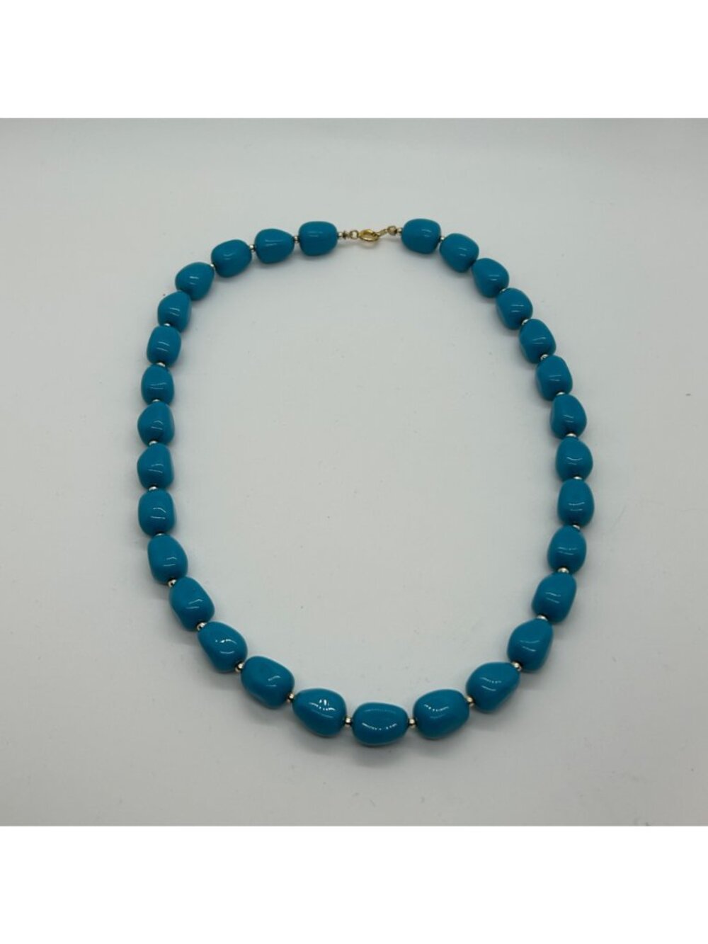 Vintage Turquoise Acrylic Set 2 Necklaces Bangle Bracelet Chunky Bead Statement - Picture 7 of 13